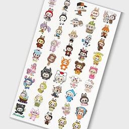 Labubu UV DTF Stickers, 45 Unique Waterproof Embossed Glossy Decals, Premium Raised Vinyl for MacBook Phone Bottle Skateboard-13