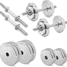 KAKSS Chrome Steel Weight Plate Adjustable Dumbbell Set (10kg Adjustable Dumbbell)-image-42