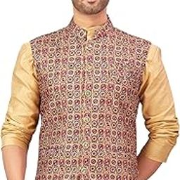 Men's Polyester Printed Nehru Jacket/Waist Coat (MJ510)-picture-1