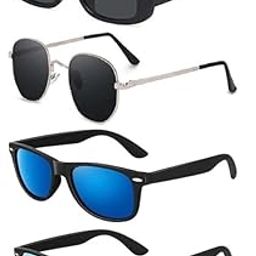 Unisex Retro, Rectangle Sunglasses For Women And Men | Stylish Classic Shades Black, Blue, Green | Latest Branded Combo Offer Pack UV400 Protection Fashion Glasses With Box #1279-image-1