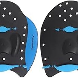 Swim Hand Paddles Swimming Training Paddles with Adjustable Straps Swimming Fins Kids Adults Hand Paddles Gloves for Swim Training Water Resistance Aqua Fit Workout Fitness Gear (S, Blue)-image-39