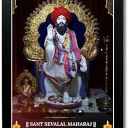 DHAVLO Sant Sevalal Maharaj Religious Photo Frame, Traditional Divine Setup, Decorative Golden Frame with Aarti Items-image-93