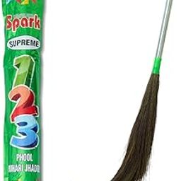 Spark International Supreme Steel Broom | Extra Long 52 Inch Broom | Stainless Steel Handle | 500g Heavy Duty Jhadu | Long Lasting Garo-Hill Grass | Jhadu for Home, Office and Floor Cleaning-picture-2