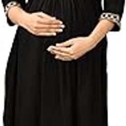 Cotton Maternity Dresses for Women with Feeding Zip - Floral Breastfeeding Maternity Gown Kurti for Pregnant Women - Nursing Pre and Post Pregnancy Wear-image-83