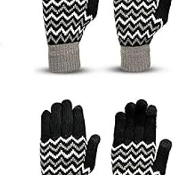 Men's Winter Woollen Tourchscreen Pack of 2 Pairs Gloves For Cold Weather(SGD-570570)(Black, Free Size)-image-66