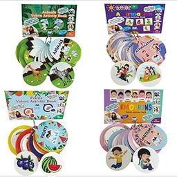 Littlefolks Set of 4 Round Flash Card-Velcro Activity Book|4 Books-80 Reusable Stickers| |Educational Game for Children|Birthday/Rakhi Gifts for Boys/Girls Age 1-5 Years|Busy Book|Activity kit-image-28