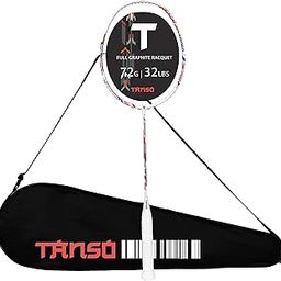 TANSO Methane 1.0 Full Graphite Ultra Light Weight Carbon Fibre Strung Badminton Racket with Free Full Racquet Cover (72 Grams, 32 Lbs Tension, Strung with Premium Strings) (White)-11