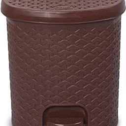 CELLO Classic Plastic Pedal 12 Liters, DustBin with Lid Plastic Garbage Waste Pedal Bin with Inner Bucket for Kitchen/Home/Office/Bathroom (Strong and durable Body)-Brown-4