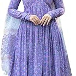 Women Printed Anarkali Kurta and Pant Set with Dupatta-image-18