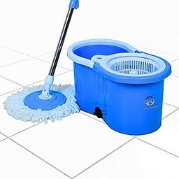 AVYRDO Rotating 360° Spin Mop Bucket Set with 4 Wheel & Stainless Steel Handle with 2 Microfibre Refills, Pocha for Floor Cleaning (Blue)-image-15