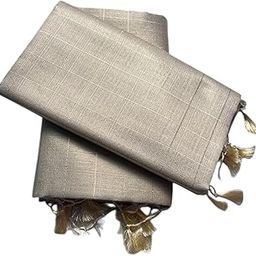 Soft Tissue Saree for Women with Blouse Piece | Gold Zari Checks & Tassels Lightweight Designer Woven Saree | Traditional Party Wear & Wedding Saree-image-68