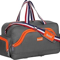 Travel Duffle Luggage Bag Organizer | Multi Pocket Ultra-Light| Polyester 45 Lt| Men and Women | 22 X 10 X 12 Inch |Black (Grey)-image-55