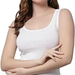 kex Women’s & Girls Cotton Tank Top | Round Neck Sleeveless Innerwear or Layering Top | Soft, Breathable Stretchable Fabric | Casual, Gym Comfort | White Color-picture-34