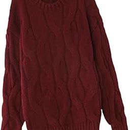 The Style SutraWomen Sweater Knitwear Party Crew Neck Loose Outfits Fashion Knitted Sweater Red|Clothing Shoes & Accessories | Mens Clothing | Sweaters-image-9