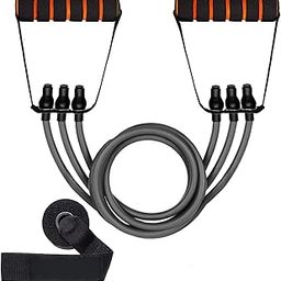 Strauss Triple Resistance Tube with Foam Handles| Door Anchor for Exercise & Stretching | Gym Equipment for Strength Training, Home & Gym Workout for Men & Women with Carry Bag | 40 Kg,(Black)-image-60