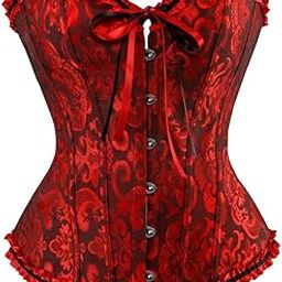 Women's Corsets Lace Up Overbust Corset | Bustier Lingerie Satin Floral Bustier Bodyshaper Top-image-5
