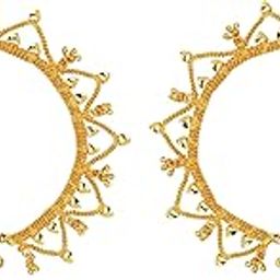 One Gram Gold Plated & Brass Stylish Anklets Kolusu Payal Ghungroo for Women & Girls (10.5 Inch)(ANK-7017)-image-97