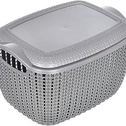 Kuber Industries Multiuses Large M 30 Plastic Basket/Organizer with Lid (Grey) -46KKM013-13