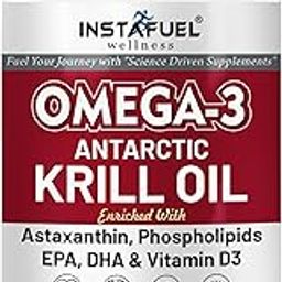 Instafuel Antarctic Krill Oil Omega-3 Supplement 1000mg with EPA, DHA, Astaxanthin & Vitamin D3 | Heart, Brain, Skin, Eyes, Bone & Joint Health | Anti-Inflammatory | No Fishy Burps - 60 Capsules-image-71