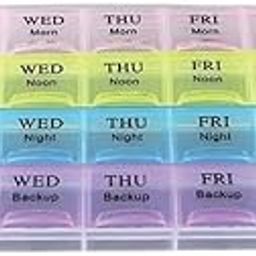 Pill Medicine Reminder Organizer Storage Box, Portable 28 Days & 4 Weeks Pill Planner Compact Travel Medicine Box Food Grade BPA Free, Travel & Home 28 Grid Box (Pack Of 1)-12