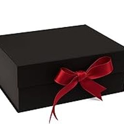 Boxotica Black Rigid Gift Box, small 23×16×10 cm – Empty Foldable Hamper Box with Fabric Matte Finish, Ribbon, Greeting Card & QR Bow Tutorial – Reusable Keepsake-Weddings, Birthdays & Return Gifts-image-91