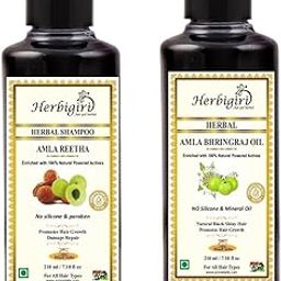 Herbigiri Herbal Ayurvedic Hair Care Kit - Amla Reetha Shampoo + Amla Bhringraj Hair oil 210 ml each (2 Items in the set)-24