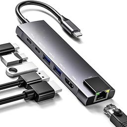 Aliens 6-in-1 Type-C Hub to 2 USB 3.0 Data, USB-C 3.0 Data, HDMI 4K@30Hz, 100W PD with 1000M Ethernet RJ45, MultiPort Adapter 5Gbps Data Transfer for Dell, MacBook Pro Air iPad & Other Type-C Device-26