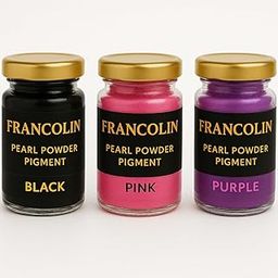 Francolin | Black, Pink & Purple | Mica/Pearl Powder Pigment | Non Toxic | Vibrant Metallic Glowing | for Soap, Epoxy Resin, Painting, Nail Art & Craft, Cosmetic, Slime | 20g*3-picture-31