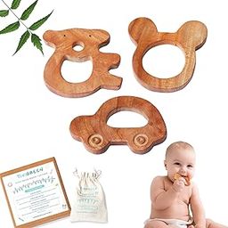 TINIGREEN Car Mickey Teddy Shaped Organic Neem Wood Teether Combo for Baby (Pack of 3)-5