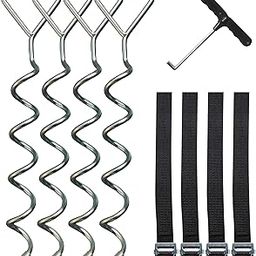Polwkscas Trampoline Stakes Heavy Duty Trampoline Mats Corkscrew Shape Steel Stakes Anchor Kit with T Hook for Trampolines-picture-11