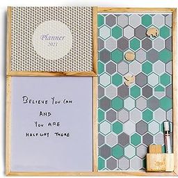 IVEI Whiteboard and Metal board with Planner - Green-26