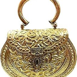 Golden Hnadle clutches Vintage Handmade Brass Handbag for women party Bride marriage clutch-image-37
