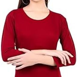 Sundish Regular Fit Cotton Round Neck 3/4th Sleeve T-Shirt for Women & Girls |Tee Tops (Black)-image-30