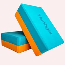 The Yogis High Density Premium EVA Foam Yoga Blocks for Strength, Balance, and Flexibility, Regular Size | 3 x 6 x 9 inches, Set of 2 AquaBlue+Orange |-picture-6