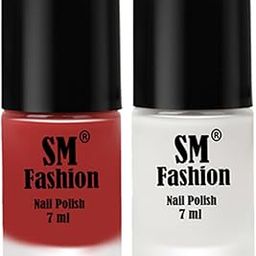 SM FASHION Long Lasting Nail Polish | Nail Paint Combo 7 ml Each) - Set of 2 Dark Peach-White-image-93