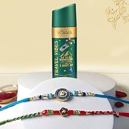 VOKKA Rakhi Gift for Brother – 1 Unisex Deodorant 150ml Travel Vibes with 2 Rakhis | Round Evil Eye & Floral Beaded Rakhi | Raksha Bandhan Combo Set for Bhaiya & Bhabhi-image-91