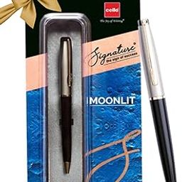 Cello Signature Moonlit Ball Pen | Blue Ink | 1 Ball Pen | White Gold, Black & Gold Finish | Premium Metal Pen for Gift | Stylish Corporate & New Year Gifts for Men & Women-picture-24