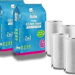 Rollie Premium Kitchen Towels | 4 Rolls, 2-Ply, 500 Sheets | Made with 100% Virgin Pulp | Super Absorbent, Hygienic & Strong | (2 in 1 Super Saver Pack)-image-4