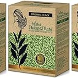 Nisha Nature Mate Henna based hair Color No ammonia 100% herbal protection and long-lasting strong shine hair, 180 G (60g X 3 Pack, Natural Black)-98