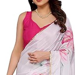 Women's Beautiful Chiffon Floral Printed Saree With Unstitched Blouse (5666)-image-15