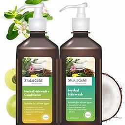Mukti Gold Hair Combo Pack | Herbal Hairwash & Hairwash + Conditioner | 400mL Each| Helpful for Hairfall | For Both Men and Women | Infused with 15 Herbs | Sulphate and Paraben Free-image-103