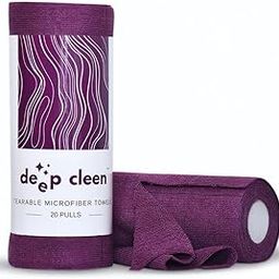 Deep Cleen™ Microfiber Tearable Cleaning Cloth Roll - 20 Pulls | Reusable, Super Absorbent, Easy to Tear | Ideal for Kitchen, Car, Electronics, and More | 200 GSM | Purple-89