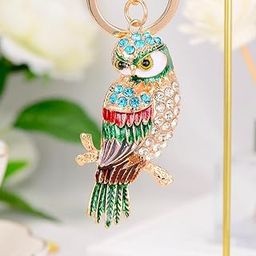 Cute Luxury Keychains For Girls, Women, Scooty, Bags & Gifts | Eiffel Tower, Fish, Butterfly, Heel, Dry Flower, Peacock, Perfume Keychains with Embedded Rhinestones-image-2