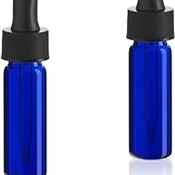 MagnaKoys 1 Dram 1/8 oz Cobalt Blue Glass Vials w/Straight Black Bulb Eye Glass Eye Droppers for Essential Oils & Liquids (Pack of 5)-1