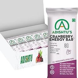 ADISHTU Cranberry Energy Bars (6.2 G Protein/Serving, Pack of 5) Healthy Sugar-Free Fruit & Nuts Snack Bars with Cashew, Peanut Butter, Almond & Dates for Quick Breakfast, Running, Workouts & Travel-image-99