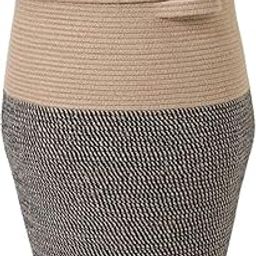 Pillowplay 20" X 16" Tall Extra Large Storage Basket With Lid, Cotton Rope Storage Baskets, Woven Laundry Hamper, Cloth Storage Bin, For Clothes Towels In Living Room (Mix Dark Brown)-image-13