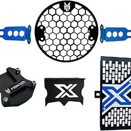 Hero Xpulse Accessories Headligt Grill | Side Stand I Front Oil Cap | Radiator Guard Combo I Set of 1 (Blue).-image-20