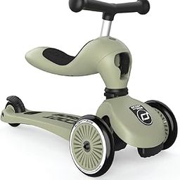 Scoot & Ride 2-in-1 Kids Scooter with Adjustable Seat & Handlebar, Stable & Safe Kickboard for Toddlers, Compact & Lightweight, 3-Wheel Design, Ages 1 to 5 Years, Highwaykick 1, Olive-2