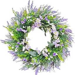 MERISHOPP Artificial Lavender Wreath Summer Wall Hanging for Front Door Indoor Party|Home & Garden|Home D?©cor|Floral D?©cor-image-33