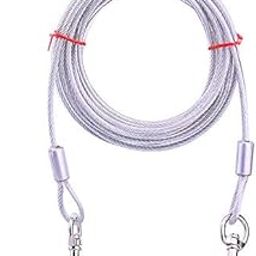 LAFILLETTE Stainless Steel Tie-Out Cable/Leash for Dogs (Silver:15 feet) (Pack of 1)-image-1